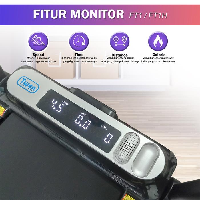 TWEN FT1H Running Pad Treadmill Listrik Portable Multifungsi Gambar produk 8