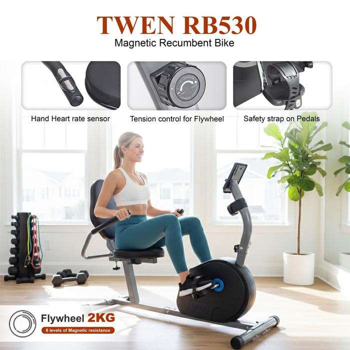 TWEN RB530 Alat Fitness Sepeda Statis Magnetic Recumbent Bike - Gambar produk 4