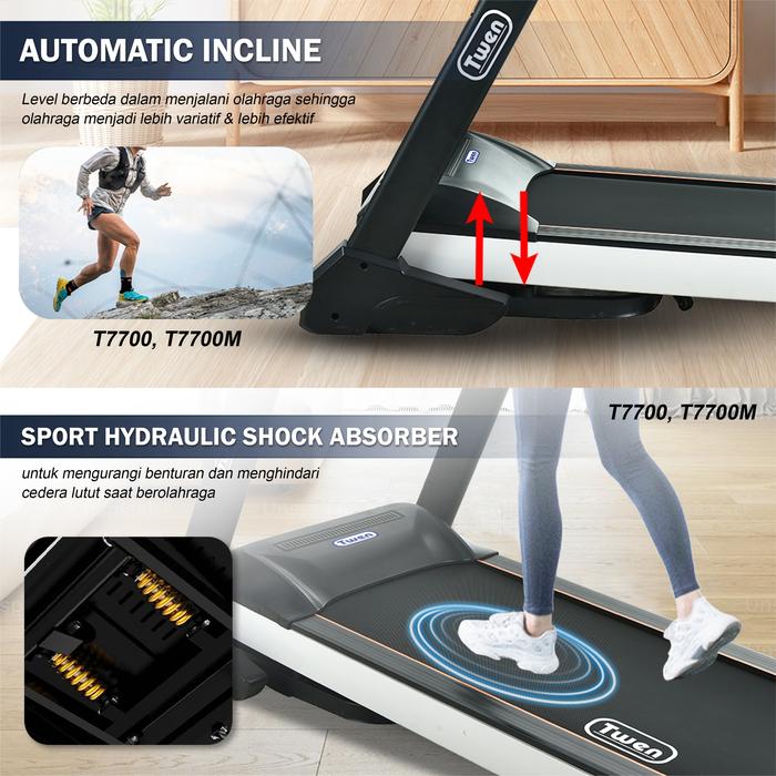 TWEN T7700M Treadmill Listrik Multifungsi Portable Treadmil Gambar produk 6