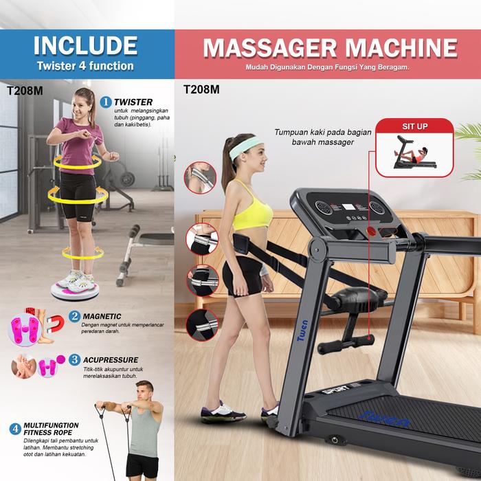 TWEN T205 Ultra Plus Treadmil Listrik Treadmill Portable Gambar produk 4