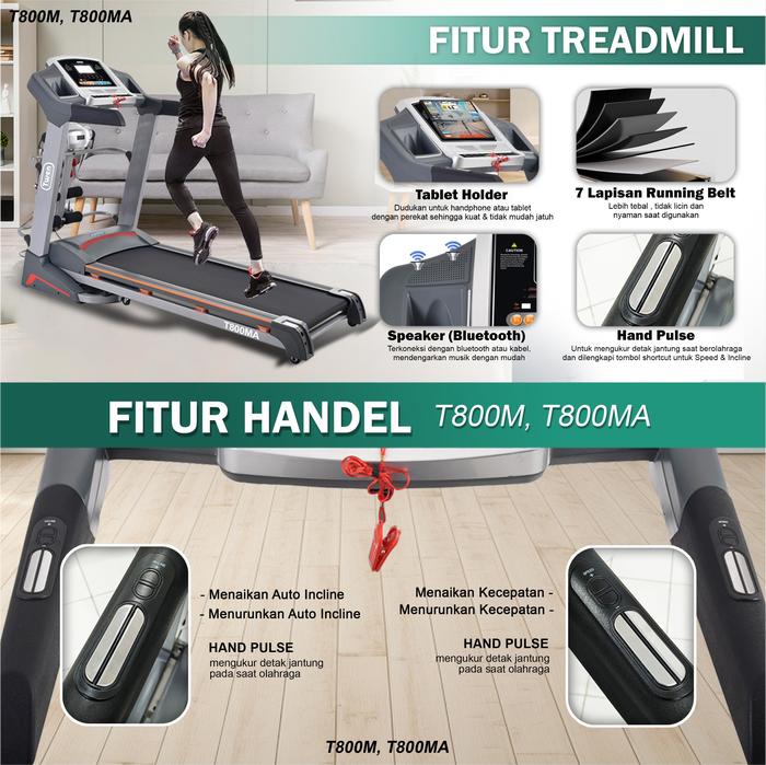 TWEN T800MA Treadmill Listrik Multifungsi Portable Treadmil Gambar produk 4