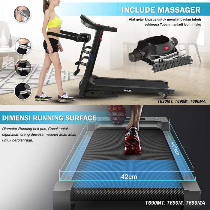 TWEN T690M Treadmill Listrik Multifungsi Portable Treadmil Lipat Gambar produk 7