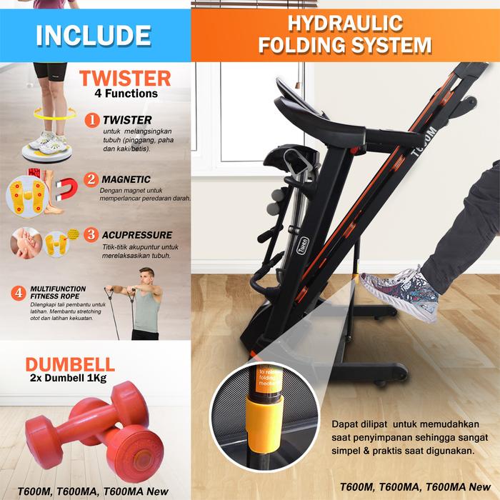 TWEN T600MA Treadmil Listrik Multifungsi Treadmill Gambar produk 5