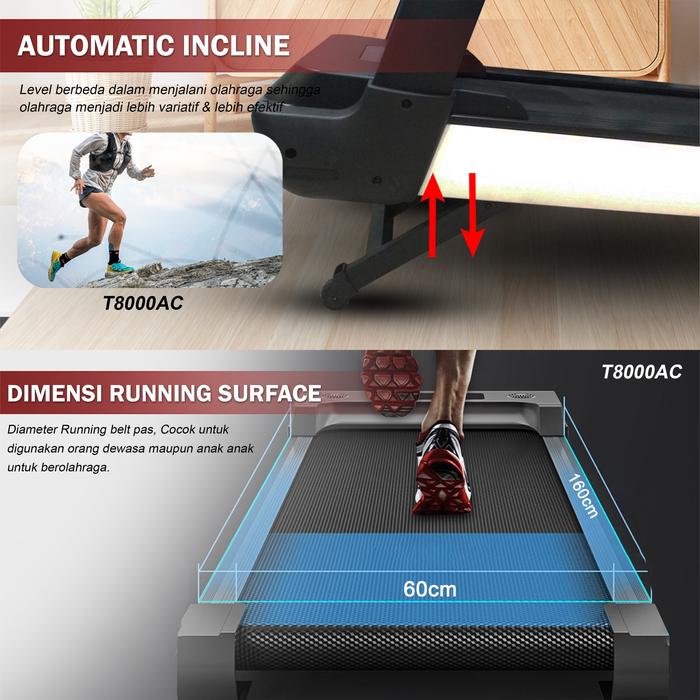 TWEN T8000AC Treadmill Listrik Multifungsi Portable Treadmil Gambar produk 5