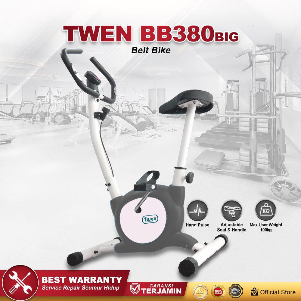 Twen BB380BIG Silver Belt Bike New Big Exercise Bike Belt Bike Fitness Alat Olahraga Gym