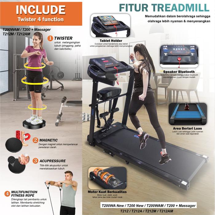TWEN T212AM Real Treadmil Listrik Multifungsi Treadmill Portable Gambar produk 7