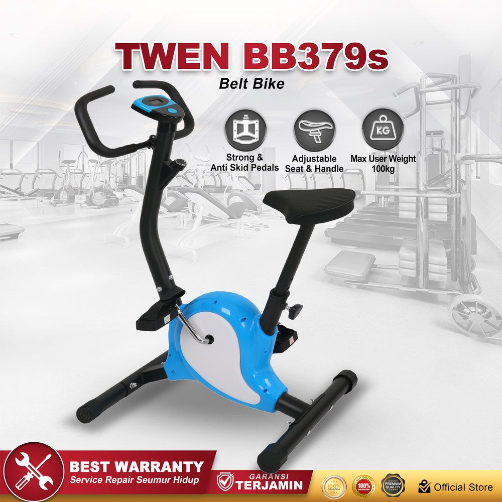 Twen BB379s Blue Belt Bike New Big Exercise Bike Belt Bike Fitness Alat Olahraga Gym