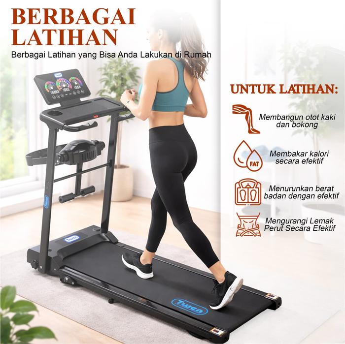 TWEN T209M Treadmil Listrik Multifungsi Treadmill Portable Lipat Gambar produk 6