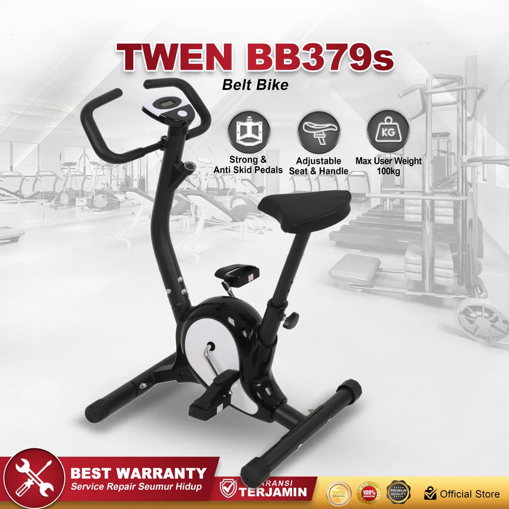 Twen BB379s Hitam Belt Bike Big Exercise Fitness Alat Olahraga