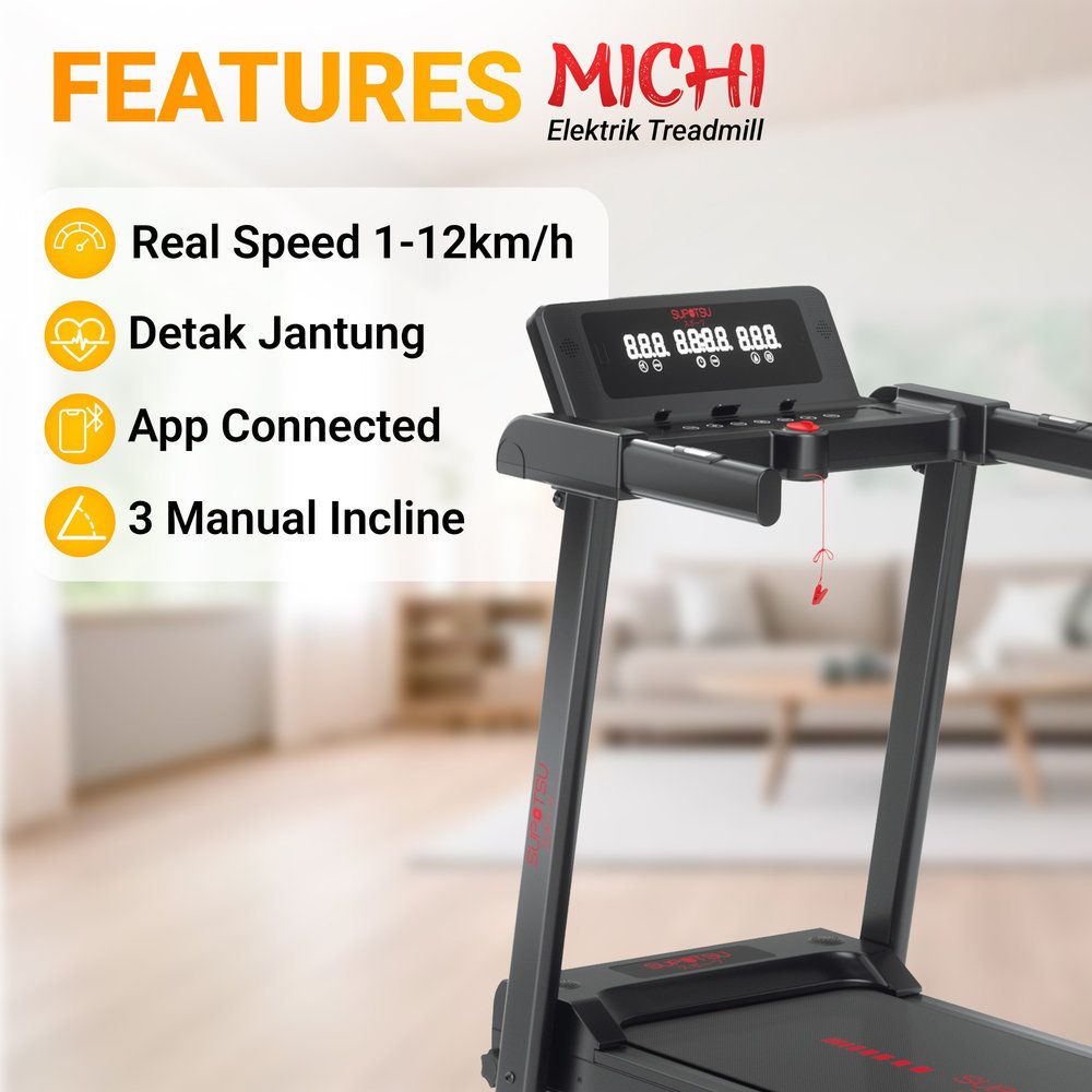 SUPOTSU Michi Gold Multi Treadmill Listrik Portable Multifungsi Gambar produk 2