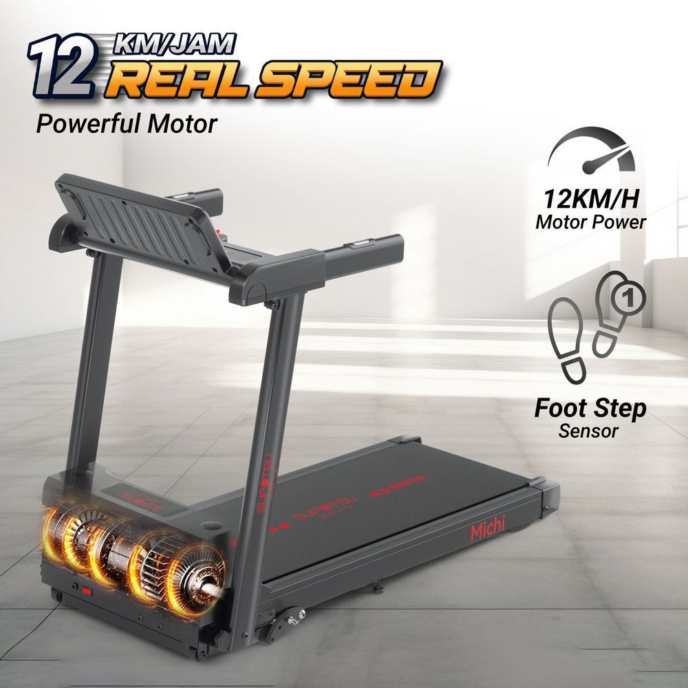SUPOTSU Michi Silver Treadmill Listrik Portable Multifungsi Gambar produk 3